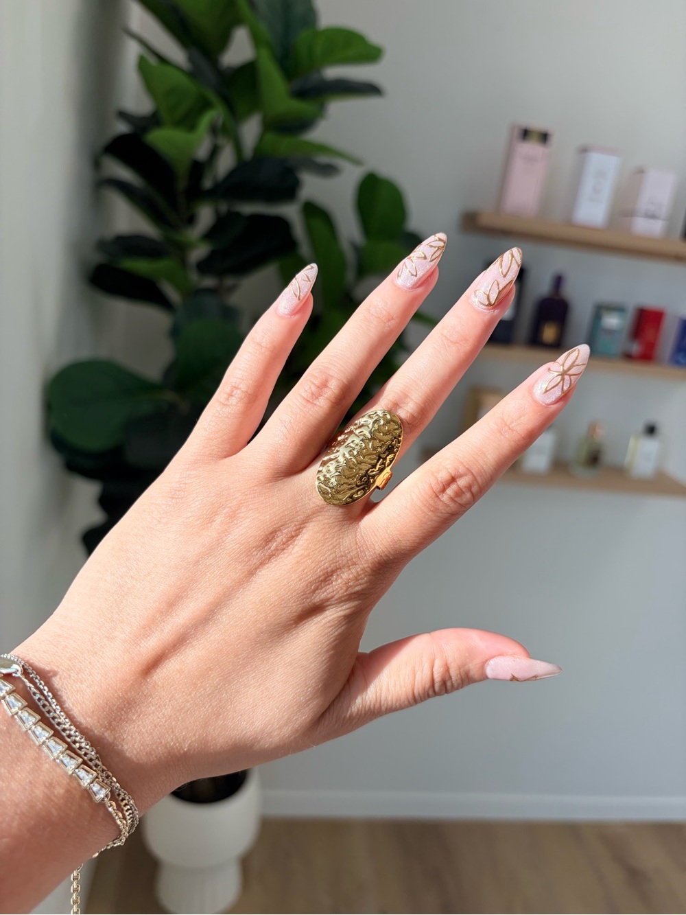 Textured Gold Dome Statement Ring for Women